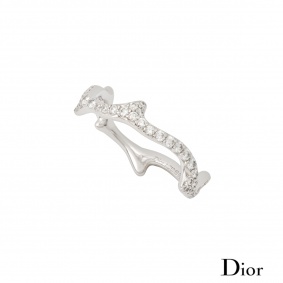 Dior 18k White Gold Diamond Set Bois de Rose Ring B&P JBAR95007